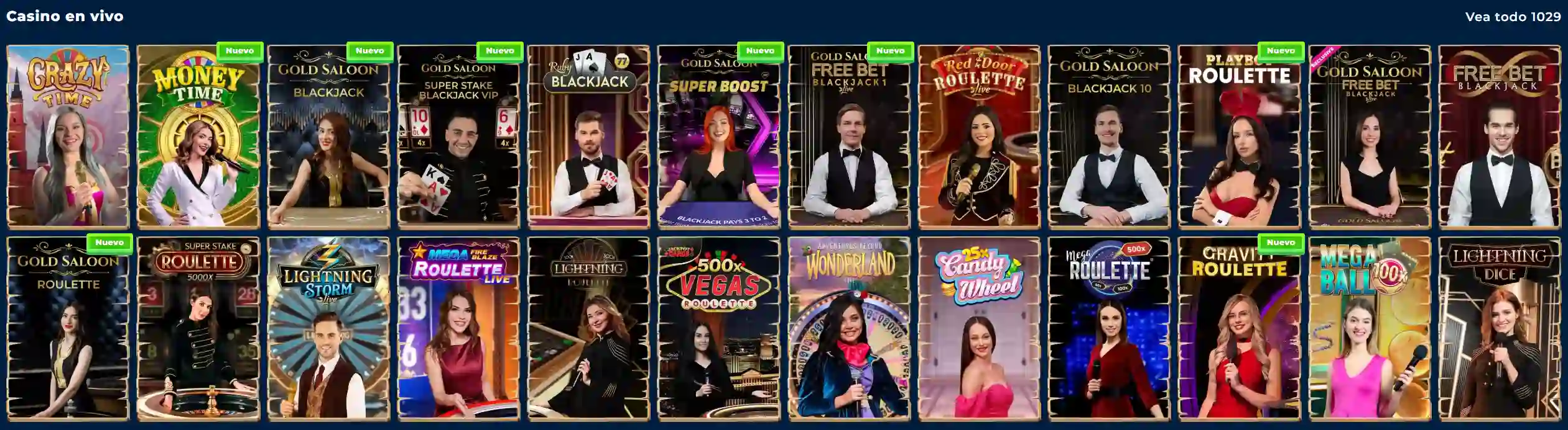 Wazamba Casino catálogo de juegos con crupier en vivo