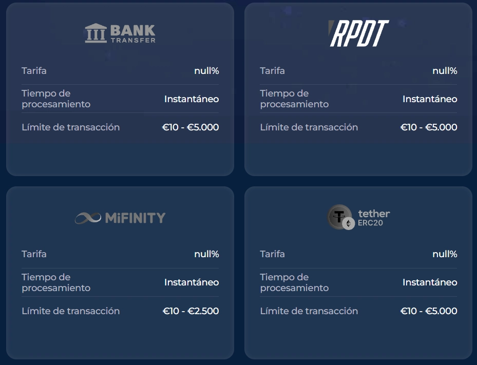 Wazamba Casino métodos de pago con límites de transacción